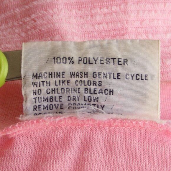 Elaine Reynolds Top, VINTAGE M/S, Pink Textured Terry, Short sleeve, V-neck - Picture 12 of 12